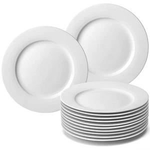 amhomel 12-Piece White Porcelain Dinner Plates, Round Dessert or Salad Plate,... - Picture 1 of 9