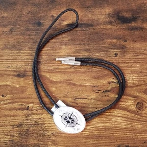 Double S Silver & Black Aztec Oval Bolo Tie - Picture 1 of 8