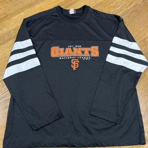 Majestic San Francisco Giants Long Sleeve Black White Stripe 2xl Jersey Shirt - Picture 1 of 8