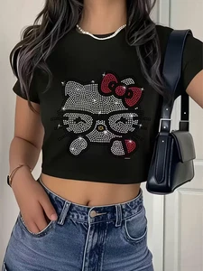 Neu Hello Kitty Damen XL Tee Stretchy Shirt T-Shirt Top Bluse Rave Kawaii Glam - Bild 1 von 4