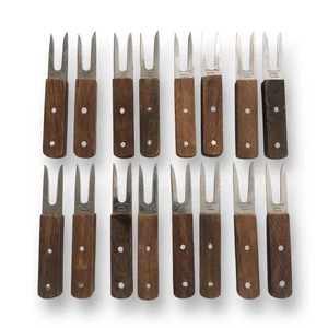 Vintage MCM Set 16 (8 Paar) Maisspieße Edelstahl Zinken Hartholzgriffe - Bild 1 von 14
