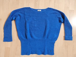 DIFF Damen Feinstrickpullover langarm M 40 royalblau quer gestreift gestrickt - Bild 1 von 4