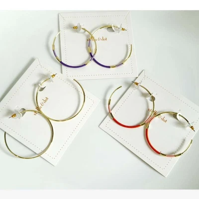 New Stella&dot Statement Hoop Earrings Chic Women Party Vacation Jewelry 3Colors - Photo 1/4