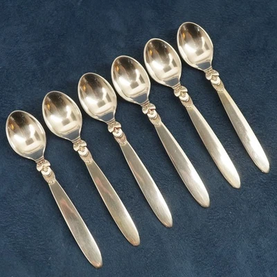 Juego de cuchara Demitasse Georg Jensen patrón de cactus en bolsa de marca - Envío gratuito EE. UU. Foto 1 de 4