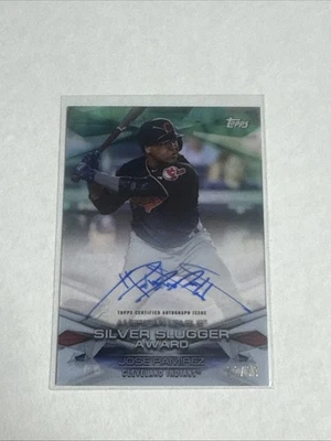 2018 Topps Silver Slugger Jose Ramirez 21/99 ON CARD DOUBLE AUTO ERROR #MLBAA-JR - Image 1 of 2