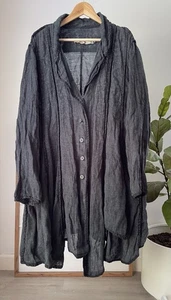 Women's CYNTHIA ASHBY 100% Linen Lagenlook Slouchy Long Jacket Size Medium M - Picture 1 of 4