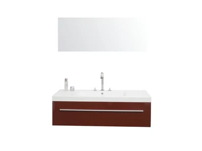 Badmöbel Waschtisch Bern 120 cm in rot hochglanz Bad inkl. Design Hahn - Bild 1 von 4