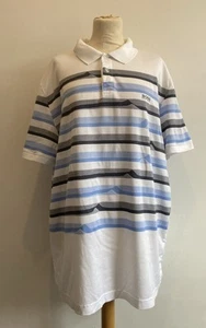 Hugo Boss Polo Shirt Size XXXL (3XL) White Grey Blue Striped Short Sleeve - Picture 1 of 8
