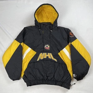 VTG NHL Starter 1996 All Star Game Boston Pullover 1/2 Zip Hooded Jacket Sz XL - Picture 1 of 14