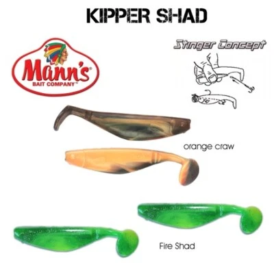 4 Stück Manns Kipper Shad 18cm Orange Craw + Fireshad  je 2  ( Mann´s ) - Bild 1 von 2