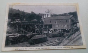 Old Pricedale Belle Vernon PA. Sommer's # 2 mina de carbón, punta, RR + repos de postal - Imagen 1 de 1