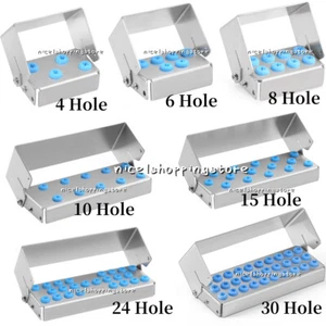 Dental Bur Holder Block Disinfection Box Stainless Steel 4/6/8/10/15/24/30 Hole - Picture 1 of 41