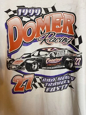 Camiseta De Colección 1999 Doomers Racing Bad News Travels Rápida Adulto Grande Blanca DS Foto 1 de 4