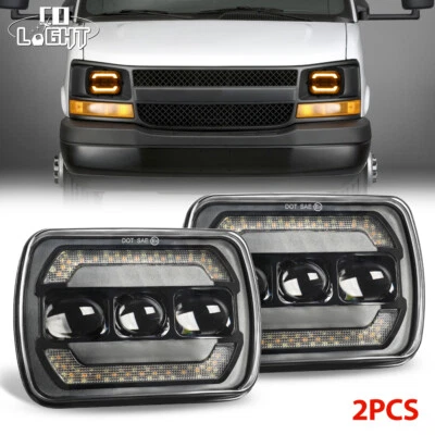 一对 5x7 英寸 7x6 英寸 LED 车头灯 高/低 适合 GMC TopKick C6500 C5500 C4500 卡车 — 第 1/4 张图片