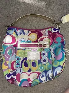 COACH POPPY POP C GRAFFITI Canvas Leather Multicolor Purse Bag - Picture 1 of 12