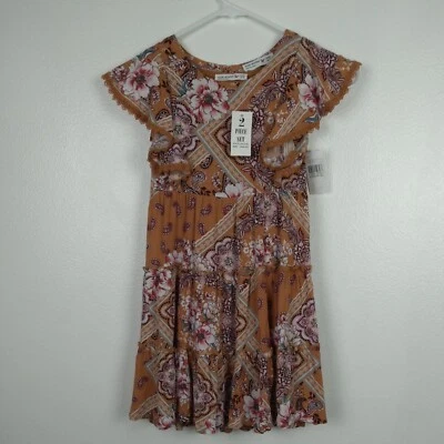 Vestido Knit Works Niña XXS 4/5 Óxido Floral Volantes 2 Piezas Conjunto En Niveles Nuevo con Etiquetas Foto 1 de 4