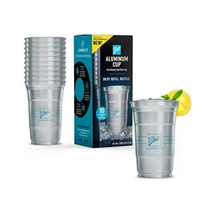 Aluminium Kaltgetränkebecher 20 Unzen 100% recycelbares leichtes stabiles Material 10 Ct - Bild 1 von 6