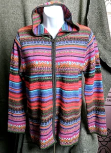 Andes Hoodie Baby Alpaca Knit Cardigan Sweater Peru Boho Colorful Cottagecore - Picture 1 of 8