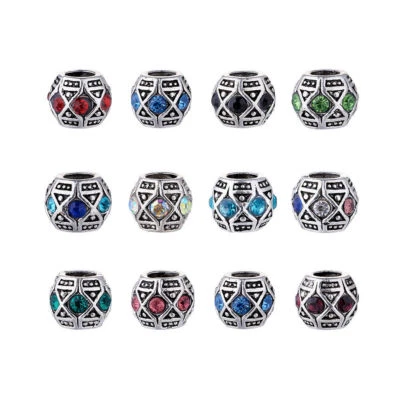 Berloques Rondelle facetados prata 11 mm 50 peças liga tibetana strass contas europeias - Imagem 1 de 4