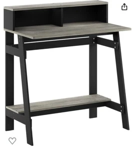 Furinno Simplistic A Frame Computer Desk, Black/French Oak Grey A-frame Design - Picture 1 of 4