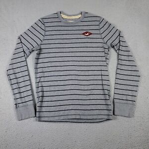Hollister T Shirt Adult Size Small Gray Striped Logo Casual Long Sleeve