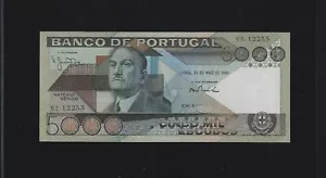 PORTUGAL 5000 Escudos 1983 P-182 AUNC RARE - Picture 1 of 2
