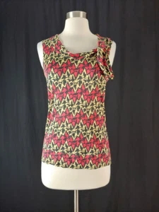 Diane von Furstenberg Petite Silk Viscose Wool Blend Print Sleeveless Blouse - Picture 1 of 6