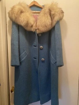 Vintage 1971 Wool Coat With Fox Fur Collar - Image 1 of 4
