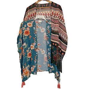 Women’s Lot of Two Open Kimonos Southwestern Fringe Tropical Tassels Festivals - Picture 1 of 15