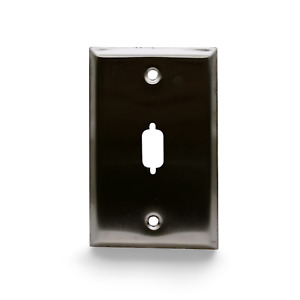 3in Stainless Steel Wall Plate DB9 or HD15 1 Hole Serial or VGA Port - Silver