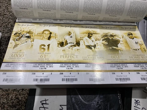 2012 NEW YORK YANKEES TICKET STUB PICK THE PLAYER ON THE TICKET IN DROPBOX Cover