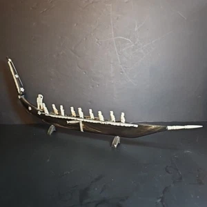 17" Carved  Horn Asian Yacht 10 small Passengers Unique Piece of Art Must See - Picture 1 of 12