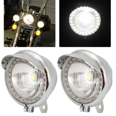2x Motorcycle Bulb Passing Spot Light for Kawasaki Vulcan 750 800 1600 1700 2000 - Image 1 of 4