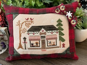 Little House Needleworks THE PET STORE Christmas Completed Cross Stitch Pillow - Picture 1 of 6