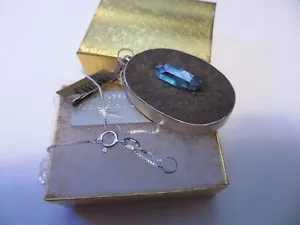 Starborn Creation Aqua Aura blau Quarz Kristall Anhänger Sterlingsilber Halskette - Bild 1 von 9