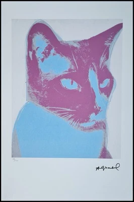 ANDY WARHOL * Cat * 57 x 38 cm * signed lithograph * Kunstdruck*limited # 89/100 - Bild 1 von 4