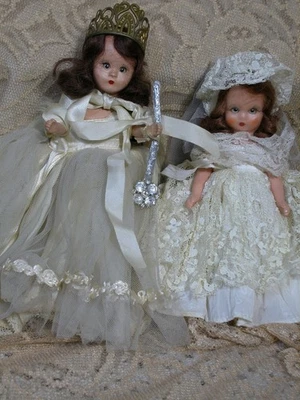 2 винтажные куклы Nancy Ann Storybook жесткий пластик куклы Sleep Eye 1 a Queen? - Изображение 1 из 4