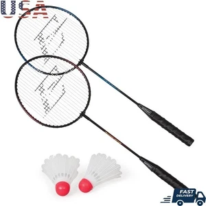 Juego de raquetas de bádminton para 2 jugadores con ejes de acero y 2 volantes diversión al aire libre nuevo - Imagen 1 de 8