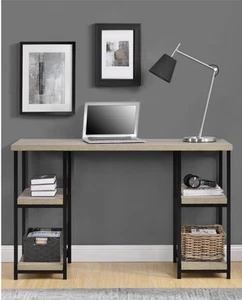 Elmwood Double Pedestal Laptop Desk in Distressed Grey Oak by Dorel - Picture 1 of 9