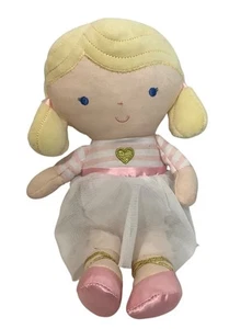 Weiche blonde Plüschpuppe rosa gestreift Top Tüllrock Ballerina 14 Zoll Kinder bevorzugt - Bild 1 von 6