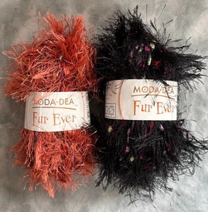 2000s Vtg Moda Dea Fur Ever Yarn Lot 2 Skeins Black Gem 298 + More 🧶🔥🖤 - Picture 1 of 3