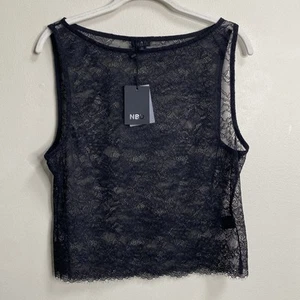 NWT NBD Black Samara Lace Sleeveless Top Size Large - Picture 1 of 7