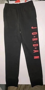 Air Jordan YOUTH large L BLACK sweatpants RED graphics 147-163cm 12-13yr boys - Picture 1 of 10