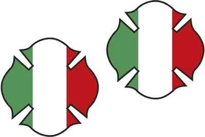 2 - 5" Firefighter Italy Flag Shield CROSS SET Italian Fire Rescue Sticker Decal - Bild 1 von 1