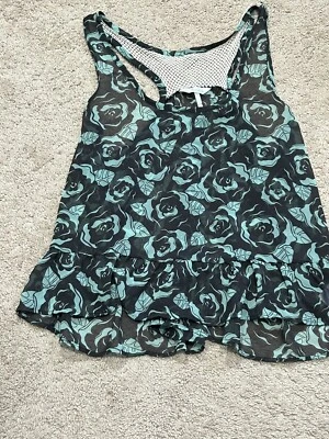 Kirra Womens Shirt Size XL Multicolor Print Crochet Flowy Sleeveless Casual - Image 1 of 4