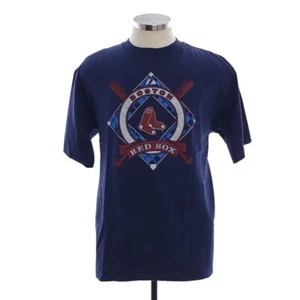 Majestic Herren Large blau Boston Red Sox Kurzarm Rundhalsausschnitt Baumwolle Hemd - Bild 1 von 7