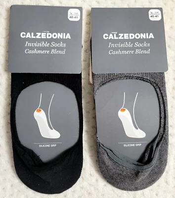 NUEVO CON ETIQUETAS 2x Calcetines invisibles CALZEDONIA mezcla de cachemir agarre de silicona NEGRO GRIS Foto 1 de 4