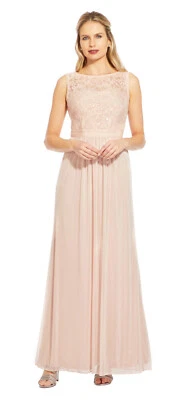 Adrianna Papell Sleeveless Tulle Gown With Sequin Scroll Embroidered Bodice   10 - Image 1 of 3