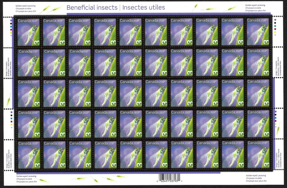 Канада 2335a - Полезные насекомые - лист марок 50 - 3 цента как новые без наклеек и следов. - Изображение 1 из 1