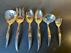 Vtg 1847 ROGERS BROS Silverplate 6 Piece Lot FLAIR Mid-Century SERVING UTENSILS - Picture 1 of 3